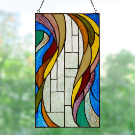 Tiffany-Style Lighting 18" Multicolor Flowing Border Stained Glass Window Panel