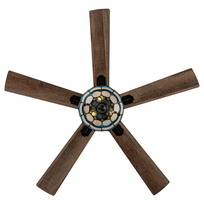 Tiffany-Style Lighting 52" Thatcher 5-Blade Remote Controlled Ceiling Fan