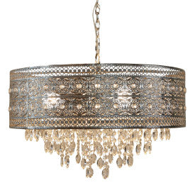 Tiffany-Style Lighting 24" Brielle Polished Nickel & Crystal 3-Light Chandelier