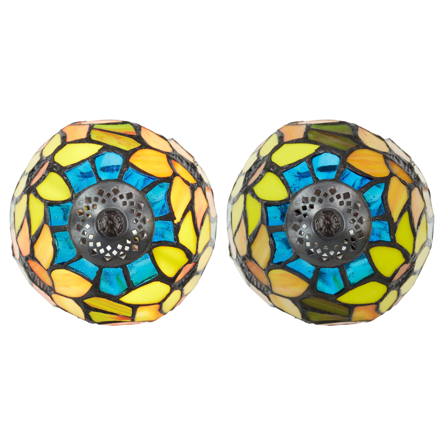 Tiffany-Style Lighting 12" Stained Glass Sunflower Blossoms Accent Table Lamp