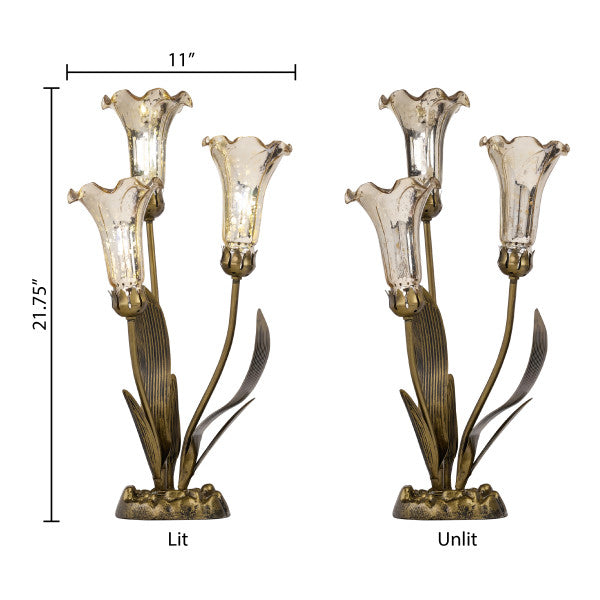 Tiffany-Style Lighting 21.75"H Hand Blown Glass 3 Lily Uplight Table Lamp