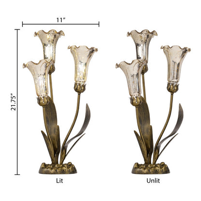 Tiffany-Style Lighting 21.75"H Hand Blown Glass 3 Lily Uplight Table Lamp