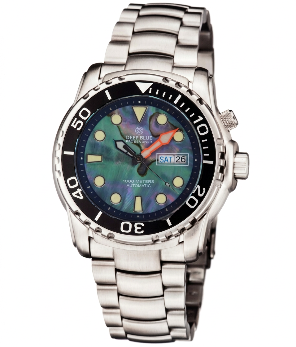Deep Blue 44mm Pro Sea Diver II Automatic Ceramic Bezel Bracelet Watch