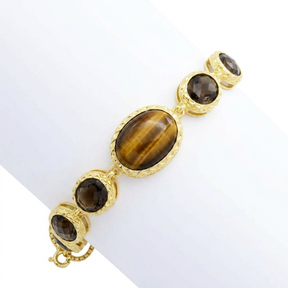 18K Gold Plated Opaque & Faceted Gemstone Adjustable Bolo Bracelet