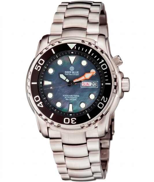 Deep Blue 44mm Pro Sea Diver II Automatic Ceramic Bezel Bracelet Watch