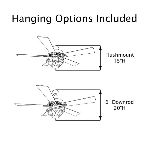 Tiffany-Style Lighting Pipa 5-Blade Remote-Controlled Ceiling Fan