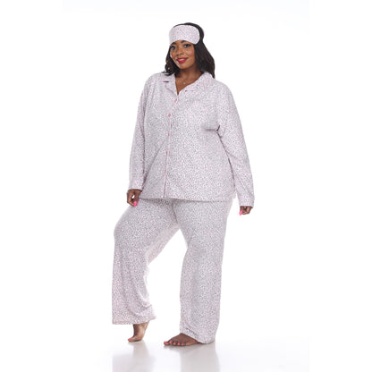 White Mark Women's 3-Piece Cheetah Pajama Set