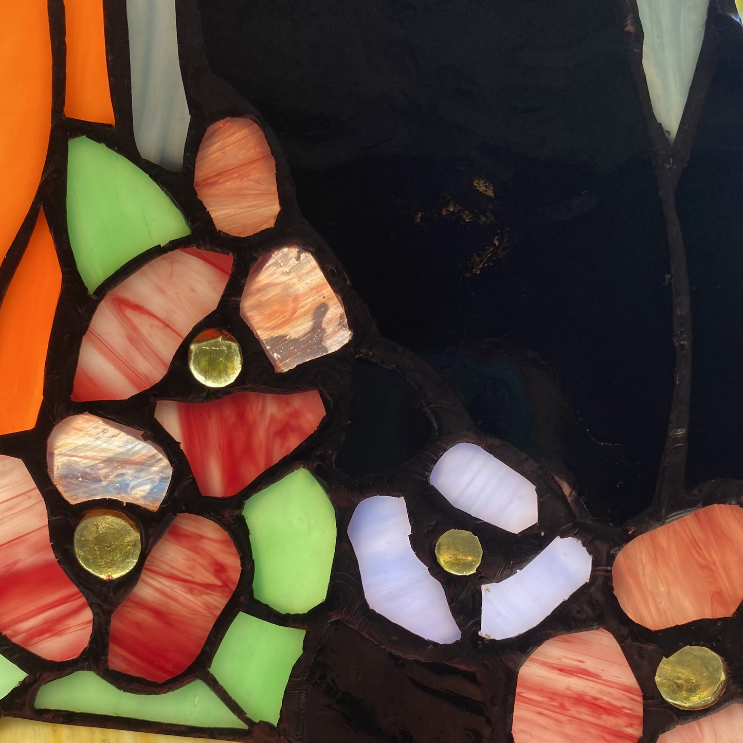 Tiffany-Style Lighting 12.5" Stained Glass Cats in the Garden Window Panel