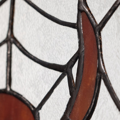 Tiffany-Style Lighting 12" Halloween Spider Web Stained Glass Window Panel