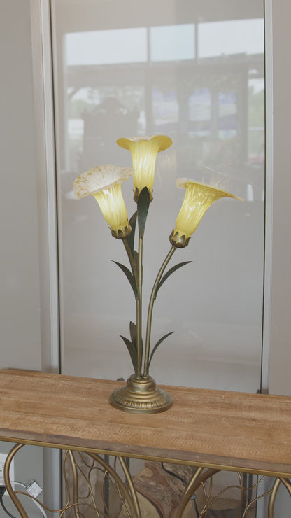 Tiffany-Style Lighting 23.5" Hand Blown Glass 3 Calla Lily Uplight Accent Lamp