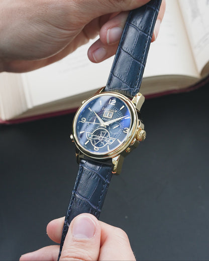 Thomas Earnshaw Men's 42mm Marlyebone Automatic Grand Date Calendar Leather Strap Watch