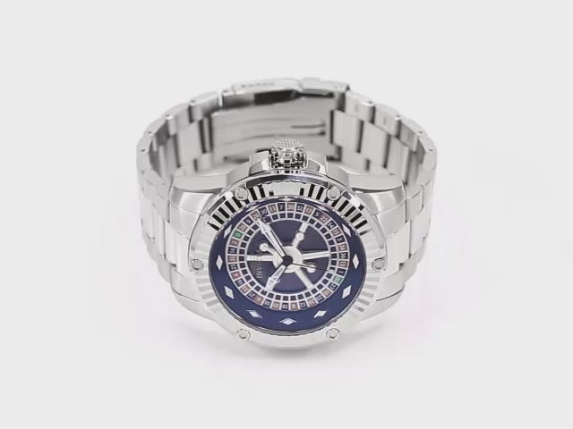 Load video: Invicta Men's 52mm Specialty Automatic Roulette Fluted Bezel Bracelet Watch