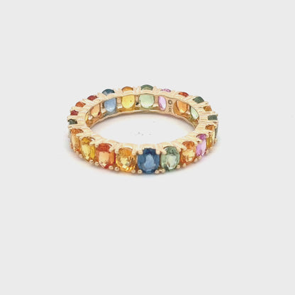Gilded Lane 14K Gold 4x3mm Multi-Sapphire Eternity Band Ring