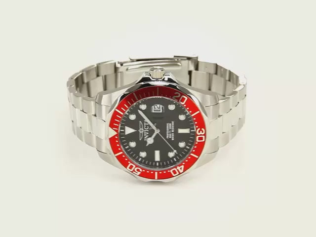 Load video: Invicta Men's 47mm Pro Diver Quartz Date Carbon Fiber Dial Bracelet Watch