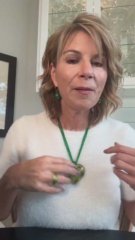 Il Murano Heart Pendant & Multi-Strand Murano Glass Necklace