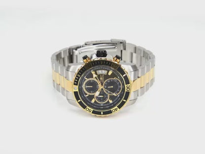 Invicta Men's 45mm Pro Diver Scuba Quartz Chronograph Black Dial Two-Tone Bracelet Watch