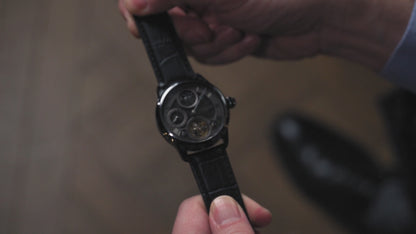 Thomas Earnshaw Men's 42mm Longitude Shadow Automatic Leather Strap Watch