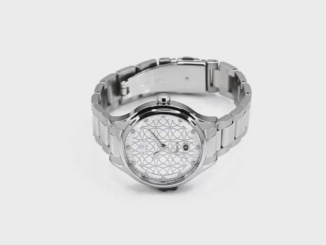 Load video: Invicta Women's 38mm Angel Quartz Date Circle Pattern Dial Bracelet Watch