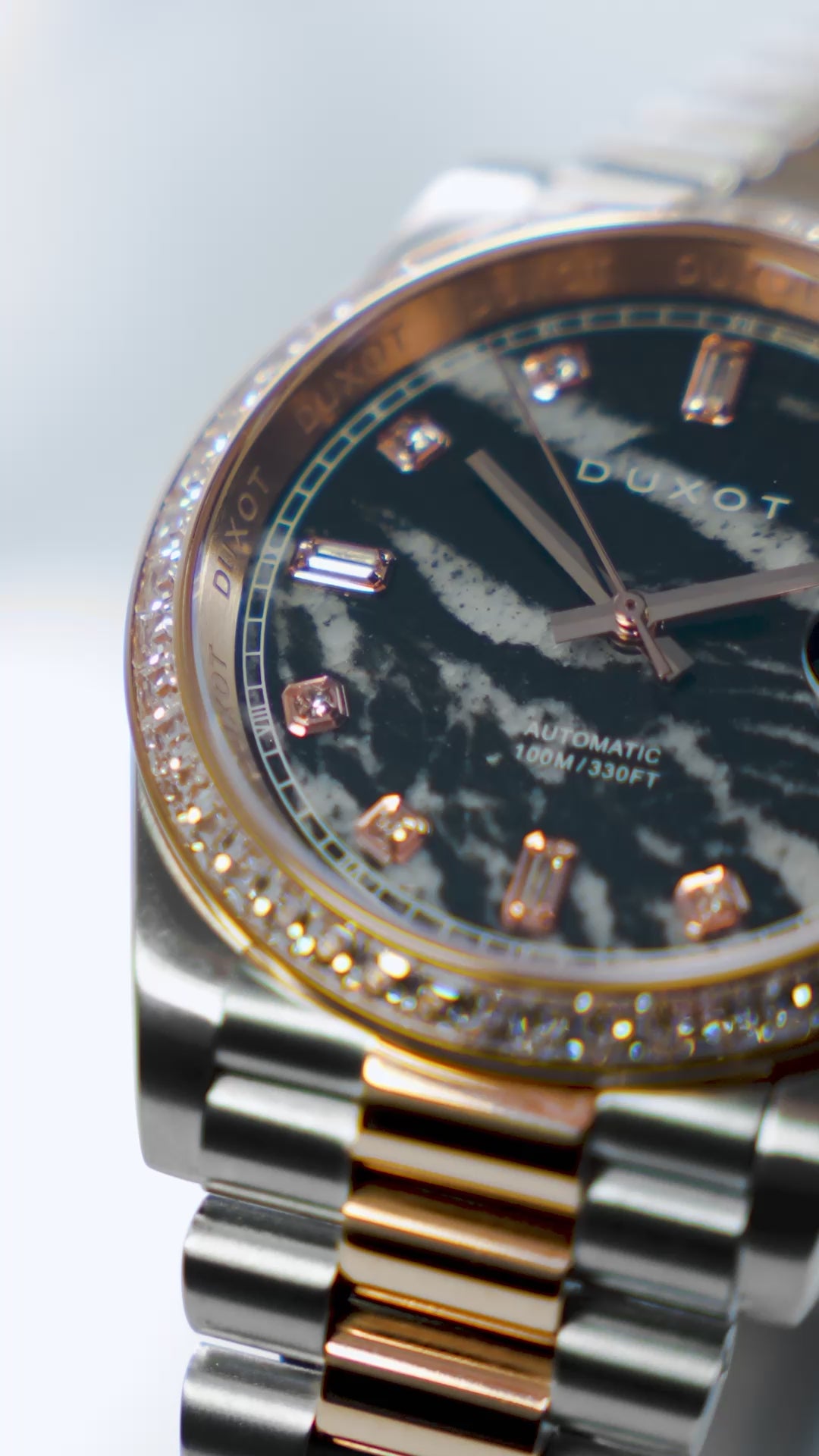 Load video: Duxot Men's 40mm Serenata Automatic Limited Edition Bracelet Watch
