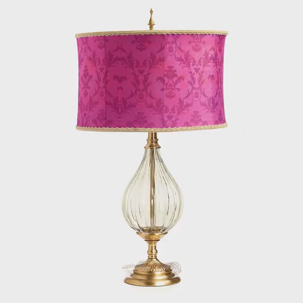 Load video: Tiffany-Style Lighting 30.5" Colette Drum Shade Geometric Glass Table Lamp