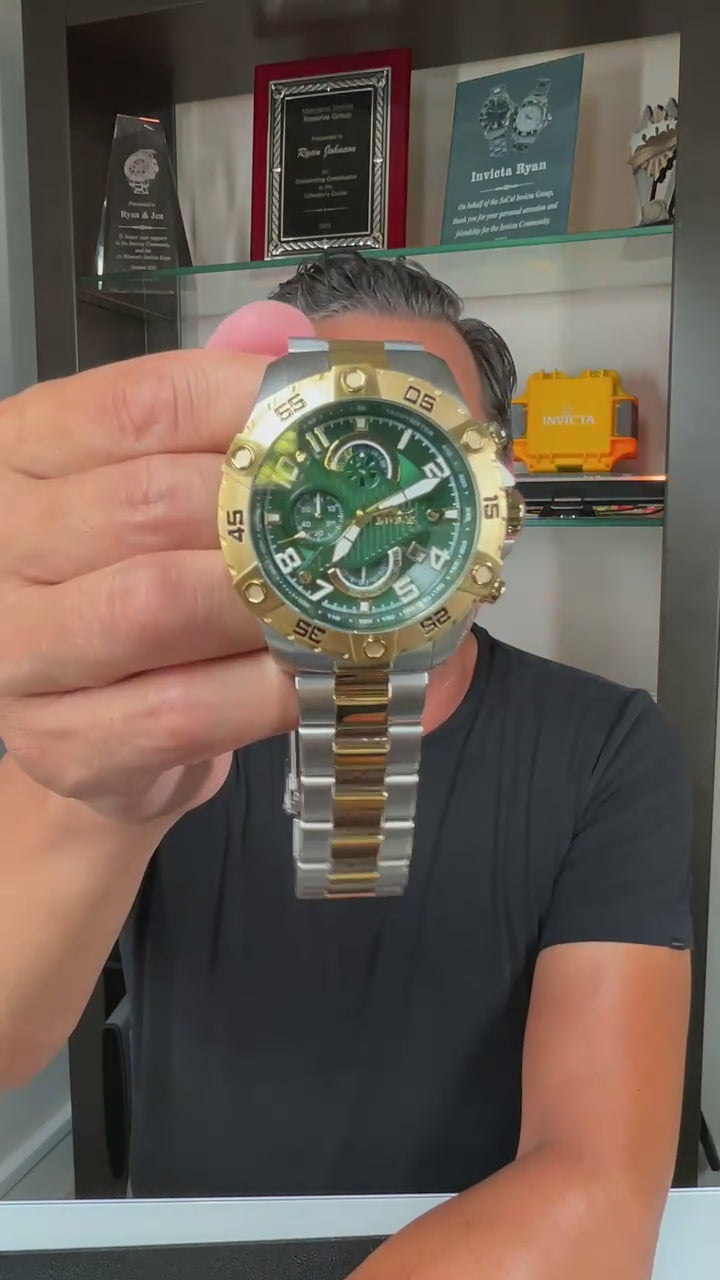 Load video: Invicta Men's 48mm S1 Rally Quartz Chronograph Two-Tone Bracelet Watch