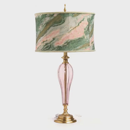Tiffany-Style Lighting 33" Romance Drum Shade Geometric Glass Table Lamp