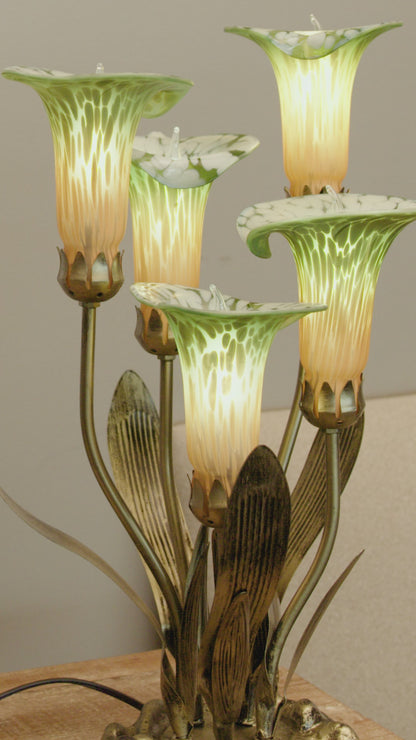 Tiffany-Style Lighting 20" Hand Blown Glass 5 Calla Lily Uplight Accent Lamp