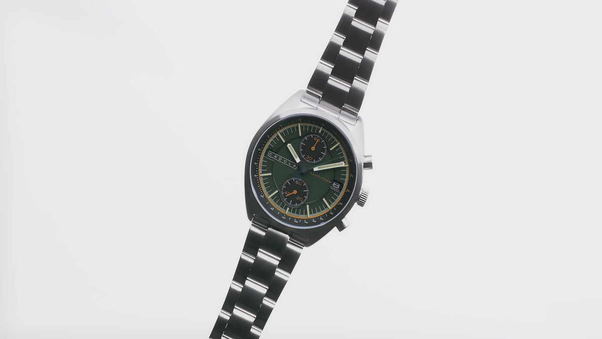 Load video: Cadola Men's 41mm Slipstream Meca Quartz Chronograph Bracelet Watch