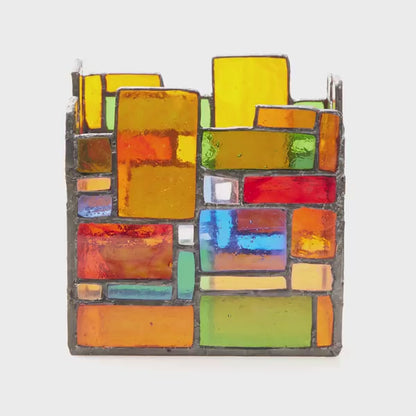Tiffany-Style Lighting 4.75" Geometric Stained Glass Candle Holder
