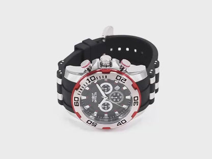 Invicta Men's 50mm Pro Diver Scuba Quartz Chronograph Silvertone Case Silicone Strap Watch