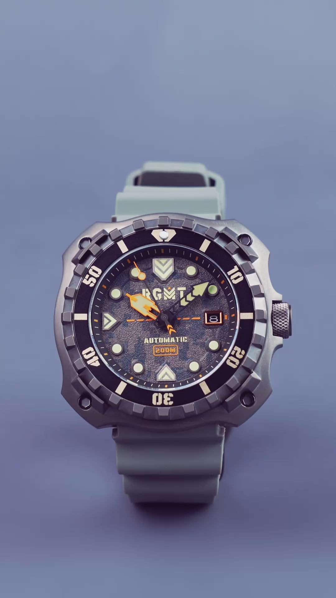 Load video: RGMT Men's 48mm Minesweep Automatic Silicone Strap Watch