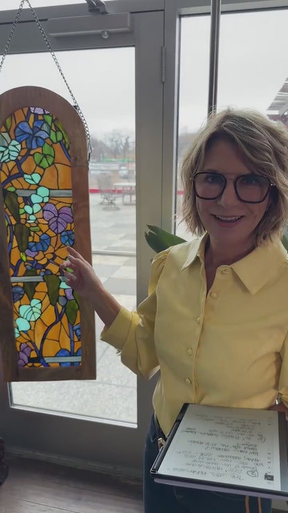 Tiffany-Style Lighting 36" Fruitful Grapevine Stained Glass Window Panel