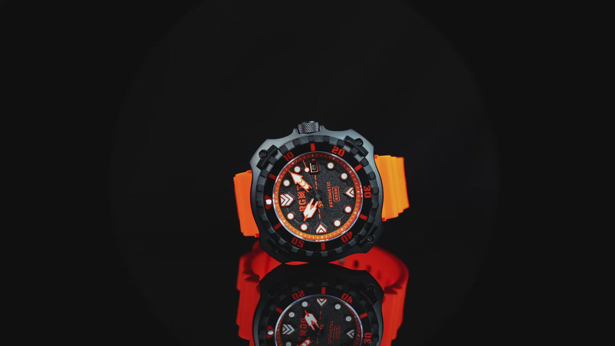 Load video: RGMT Men's 48mm Minesweep Automatic Silicone Strap Watch