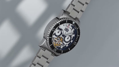 Thomas Earnshaw Men's 43mm Admiral Duncan Automatic Grand Date Calendar Silvertone Bracelet Watch
