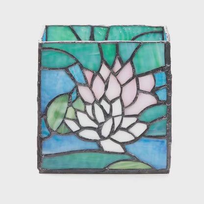 Tiffany-Style Lighting 4.75" Blue Pond Lily Stained Glass Candle Holder
