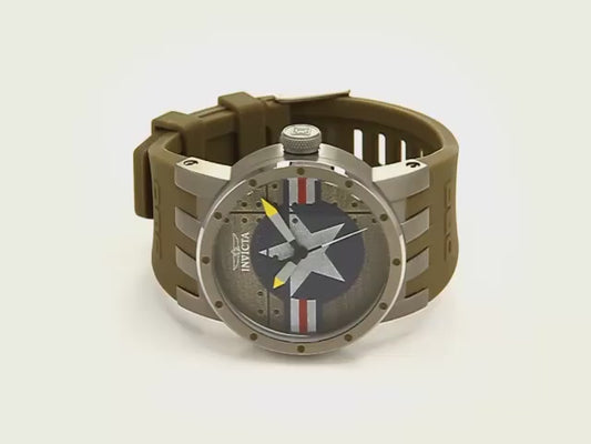 Invicta Men's 46mm DNA Quartz Brushed Silvertone Olive Silicone Strap Watch