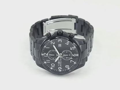 Invicta Men's 48mm Specialty Quartz Chronograph Black Carbon Fiber Dial Bracelet Watch