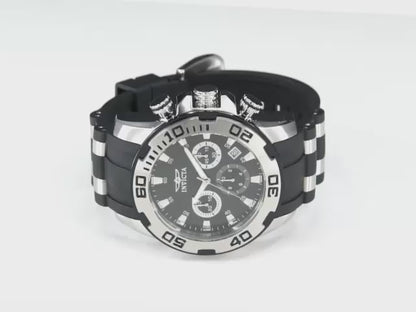 Invicta Men's 50mm Pro Diver Scuba Quartz Chronograph Silvertone Case Silicone Strap Watch