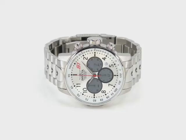 Load video: Invicta Men's 48mm S1 Rally Quartz Chronograph Silvertone Bracelet Watch