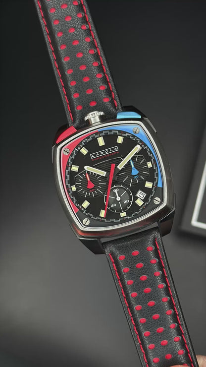 Cadola Men's 39mm Taurus Quartz Chronograph Square Leather Strap Watch