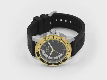Invicta Men's 45mm Specialty Quartz Two-Tone Bezel Black Silicone Strap Watch