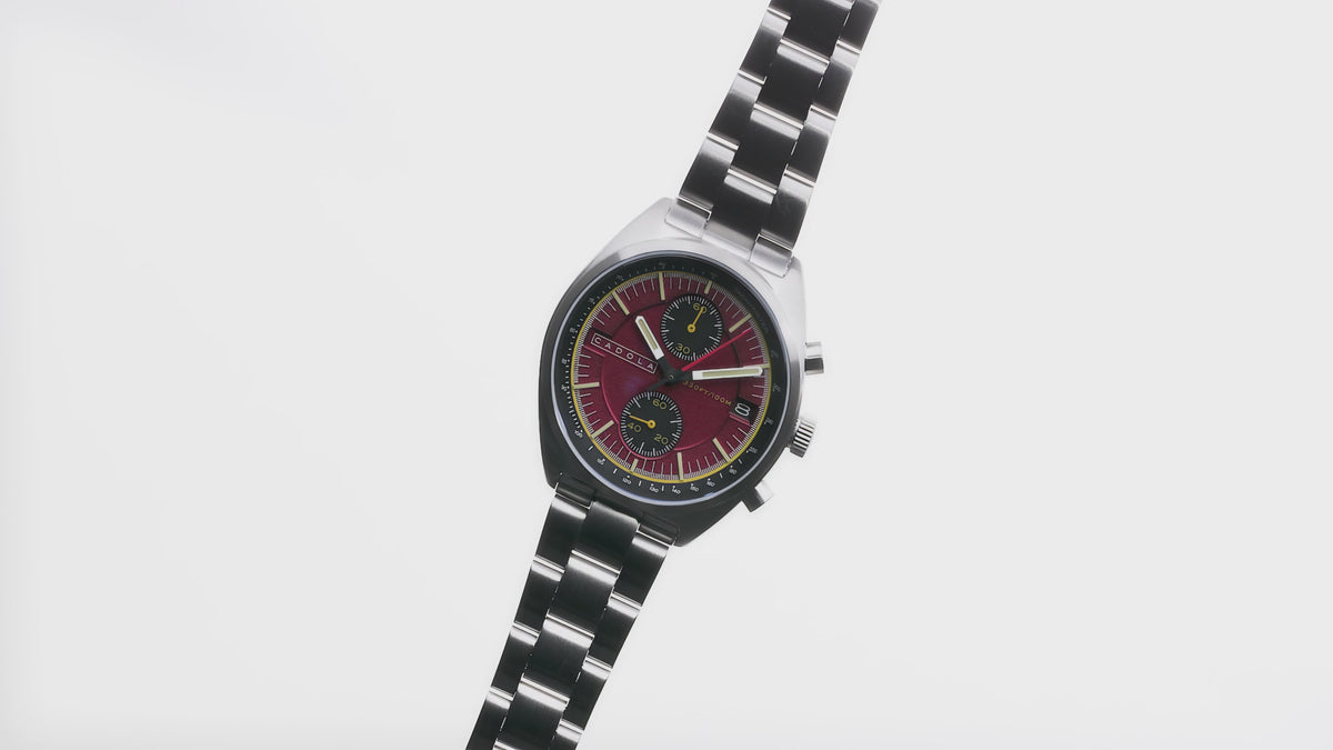 Load video: Cadola Men's 41mm Slipstream Meca Quartz Chronograph Bracelet Watch