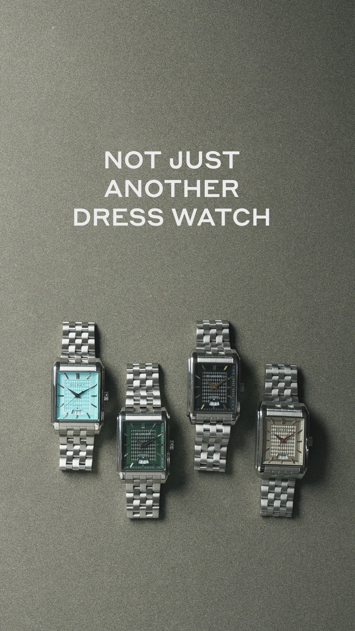 Load video: Duxot Men's 33mm Livorno Automatic Date Rectangular Bracelet Watch