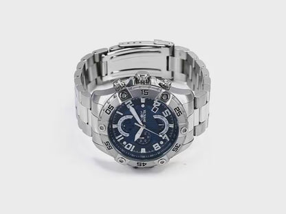 Invicta Men's 48mm S1 Rally Scuba Quartz Chronograph Blue Dial Silvertone Bracelet Watch
