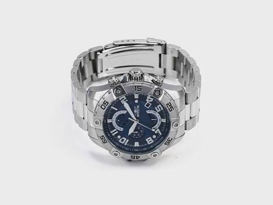 Invicta Men's 48mm S1 Rally Scuba Quartz Chronograph Blue Dial Silvertone Bracelet Watch
