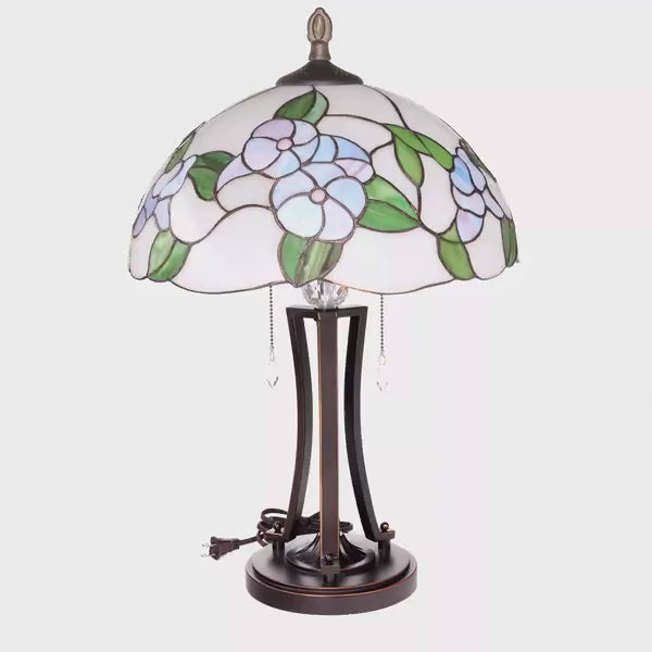 Load video: Tiffany-Style Lighting 24.75" Tula Bowl Shade Stained Glass Table Lamp