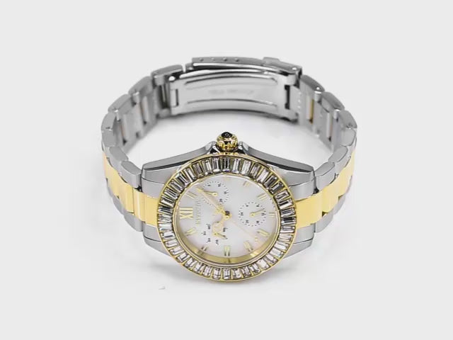 Load video: Invicta Women's 38mm Angel Quartz Multifunction Crystal Bezel Bracelet Watch