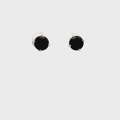Gem Treasures Sterling Silver 7mm Black Spinel Prong-Set Stud Earrings
