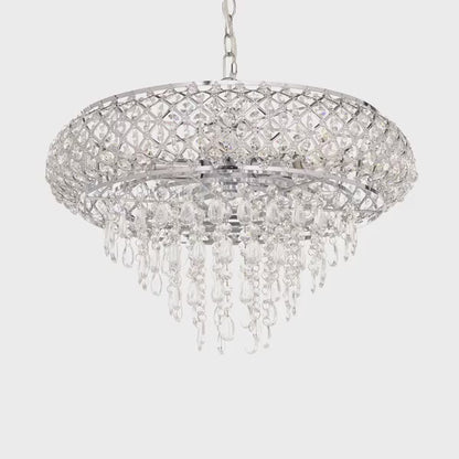 Tiffany-Style Lighting 14.25" Clear & Chrome Tiered Glass Hanging Chandelier