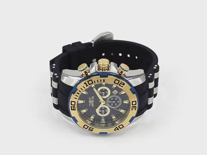 Invicta Men's 50mm Pro Diver Scuba Quartz Chronograph Silvertone Case Silicone Strap Watch